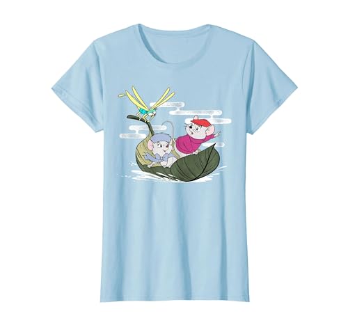 Disney The Rescuers Bernard Bianca Leaf Boat T-Shirt, Femme, Bleu Céleste, M