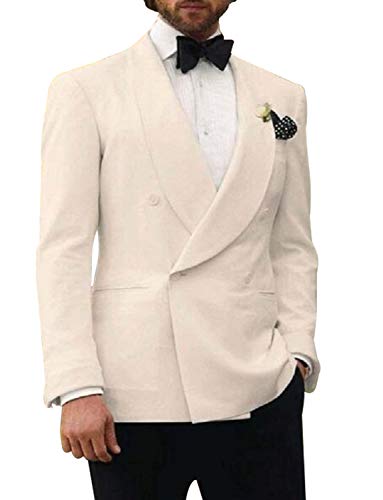 Qrkoda Hommes Blazer Veste de Costume châle Revers Deux Boutons Boutonnage Blazer Formel pour Banquet de Mariage Cover