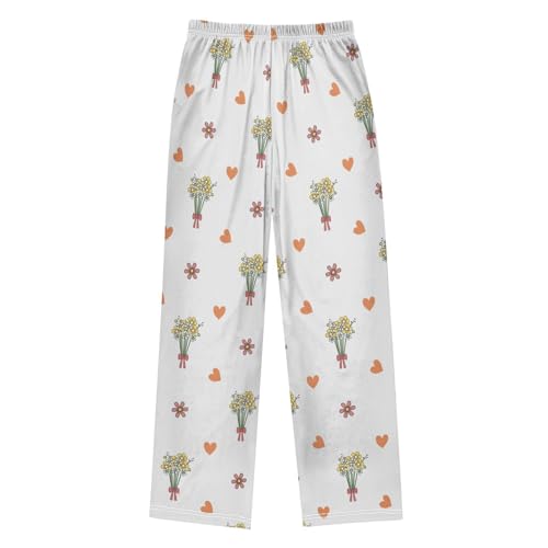 Love Bouquets Boys Pants Boys Athletic Pants Long Pant for Boywith Pockets Wide-Leg Size 6-14Y2