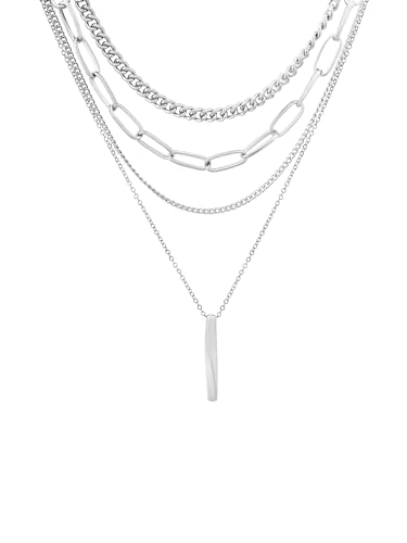 Sacina Layered Bar Necklaces, Chunky Chain Necklaces, Grunge Necklace, Emo Necklaces, Gothic Necklace, Punk Necklace, Christmas Jewelry Gift for Women
