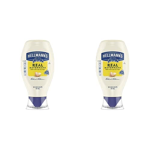 Hellmann's Real Mayonesa para un rico condimento cremoso Real Mayo Squeeze Botella sin gluten, hecha con huevos 100% sin jaulas, 20 onzas (paquete