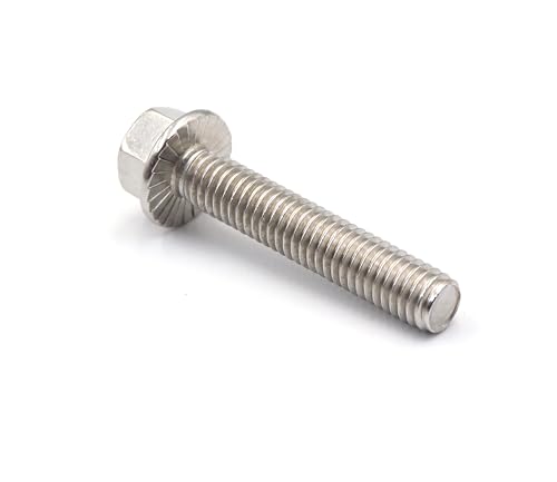 Image of cSeao 3 /8 inch-16 * 2 inch Flanged Hex Head Bolts Flange Hexagon Screws, Stainless Steel 304, DIN 6921, 10 PCS