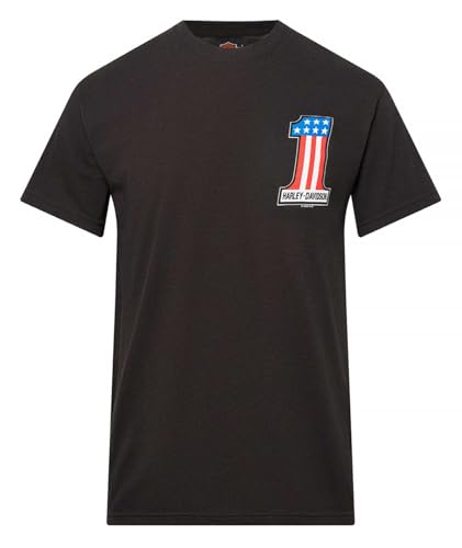Harley-Davidson Men's RWB #1 Logo Short Sleeve Crew-Neck T-Shirt, Black