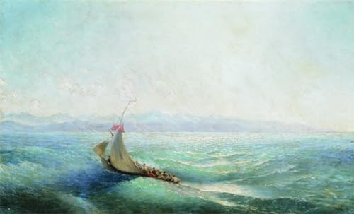 Tableau voilier Lev Lagorio impression sur toile déco chambre 60x90cm