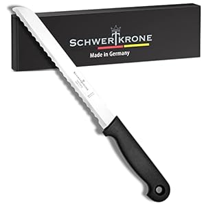 Schwertkrone Solingen Broodmes met gekartelde rand, roestvrij staal, 19 cm lemmet, vaatwasmachinebestendig, Made in Germany, voor brood en broodjes