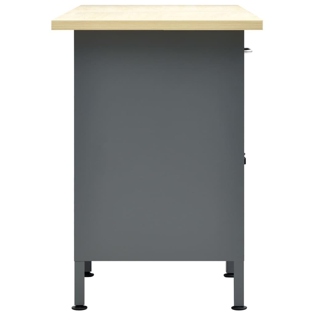HUAKEHOM Arbeitstisch mit 6 Schubladen 1 Schrank Höhenverstellbare Füße Werkstatt Werkbank Werktisch Packtisch Schwarz 160x60x85cm Stahl