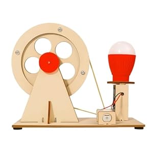 Wooden DIY Hand Generator Kit - Physics Education Science Set, Manual Electricity Generator Toy, STEM Building Project | Fun Scientific Discovery Gift for Boys, Girls & Classroom Labs