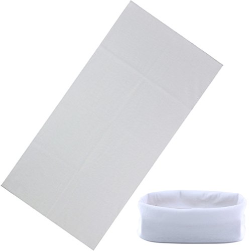 JK Home Seamless Multifunctional Solid Color Headwear Bandana Scarf Tube Elastic Headband UV Resistance Headwrap for Running Riding Hiking Yoga Sports White