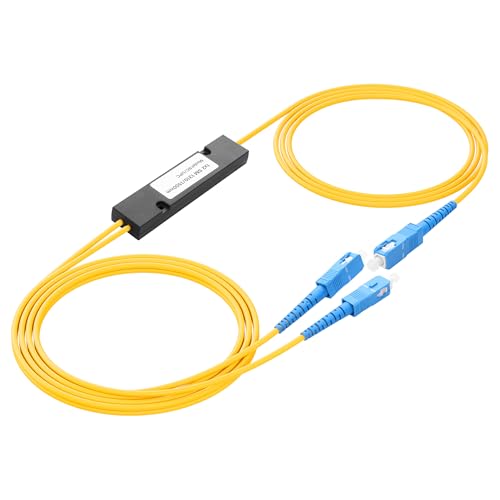 PNGKNYOCN SC UPC 1X2 Divisor de fibra óptica,1x2 FBT Módulo divisor óptico monomodo para sistema de comunicación de fibra óptica,LAN de fibra óptica（Longitud total: 2M）