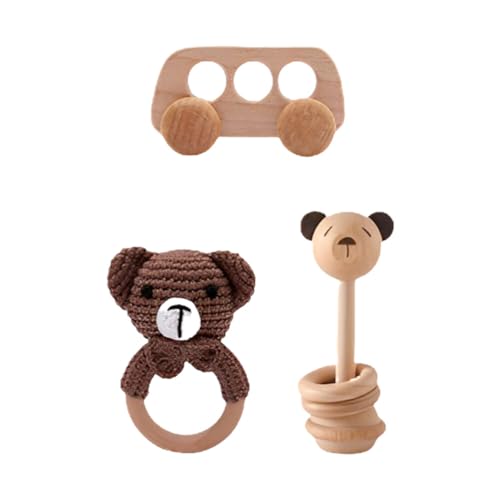 iSpchen Sonajeros De Crochet Calmante Niño Táctil De Madera Coche Mano Sonajero Juguete Agarrar Desarrollo De Habilidades,#03