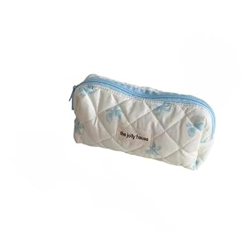 Cosmetic Bags for Women, Cute Quilted Makeup Bag, Coquette Bow Graphic Organizer Storage Make Up Bag, Large Travel Toiletry Bags, Handbags Purses Small,Blue