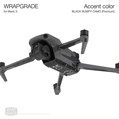Image of WRAPGRADE Partial Skin Stickers for DJI Mavic 3 Pro Accent Color Black Bumpy CAMO