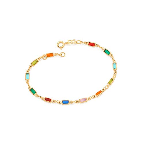 Pulseira Rommanel Banhado Ouro Fio Com Cristais Coloridos 550668
