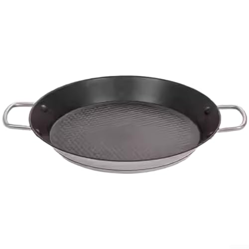 Sartén de acero inoxidable con textura antiadherente de escamas de pescado, parte inferior reforzada multicapa y asas dobles diseñadas para uso comercial (26 cm)