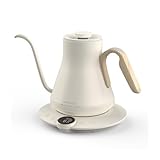 エペイオス(Epeios) 電気ケトル コーヒー 1°C単位の精密調節 ドリップ コーヒーポット 細口ドリップ LED表示パネル 電気ポット ドリップ ポット コンパクト0.9L 1040W ギフト アイボリーホワイト