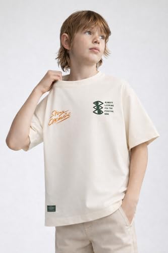 Image of Alan Jones Clothing Boys Oversized Cotton Printed T-Shirt | Round Neck, Short Sleeves, Casual Wear