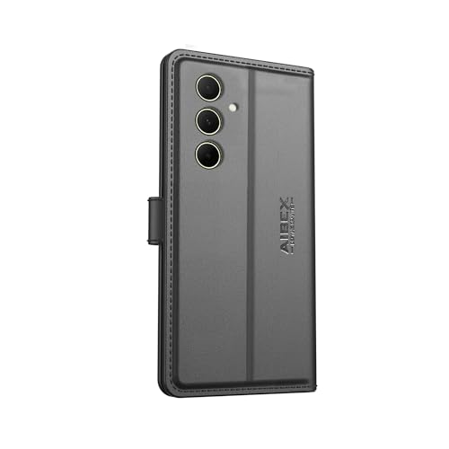 Image of AIBEX Compatible for Samsung M35 5G Flip Cover Leather Finish with Magnatic Closure | Inside TPU with Card Pockets | Wallet Stand | Complete Protection Flip Case -Black
