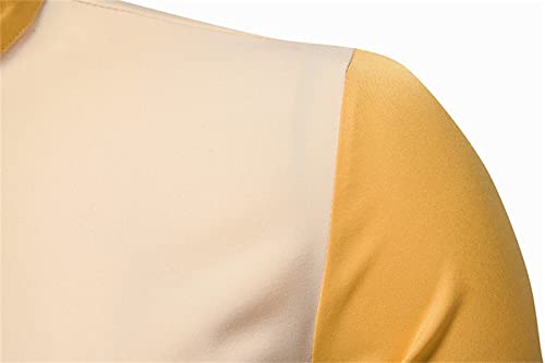 Men's Irregular Contrast Color Collar Shirt Long Sleeve Oblique Button Solid Top Hipster Casual Blouse4