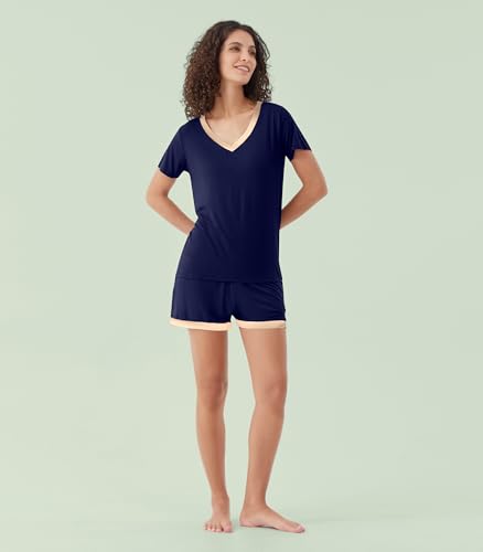 Image of WiWi Viscose from Bamboo Pajamas Set for Women Super Soft Short Sleeve Cooling Summer Plus Size Pjs Sets Sleepwear S-4X