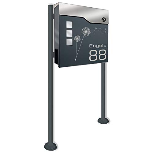 Zalafino Standbriefkasten mit FUNKKLINGEL ANTHRAZIT - aus...