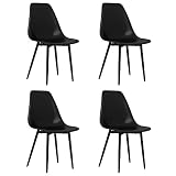 Heofavd Set di 4 sedie da pranzo moderne, in robusto PP e metallo, ergonomiche, con schienale, per sala da pranzo, cucina e soggiorno, 46 x 52 x 84 cm, colore nero