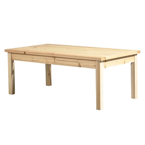 44 Inch Outdoor Cedar Coffee Table, Solid Cedar Wood Farmhouse