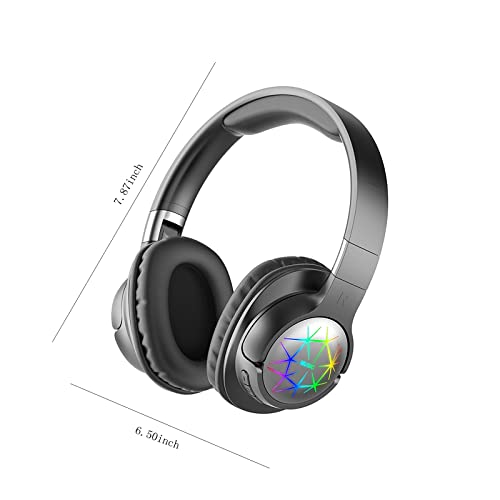 Wireless Bluetooth Headphone With Noise Cancellation Deep Bass Rainbow Rgb Light Rechageable Over Ear Headset For Pc Game Travel Class Home Office #TOP2