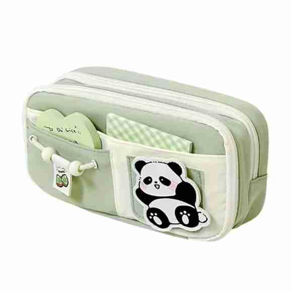 Big Capacity Pencil Pouch for Girls & Boys | 3-Layer Pencil Case with 6 Compartments | Cute Panda School Stationery Organizer for Kids, Teens & College Students-picture-30