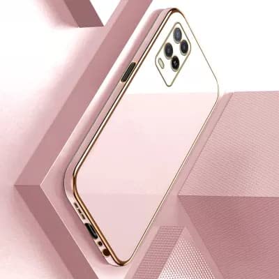 Image of Apurb Store for Oppo A54 Plating Square Gold Frame Phone Case Luxury Soft Silicone Back Cover (for Oppo A54, Pink)