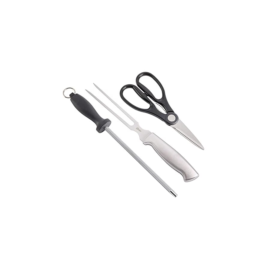 Oster-Baldwyn-22-Piece-Stainless-Steel-Cutting-Kitchen-Knife-Cutlery-Set-with-Swivel-Block-Holder-and-Knife-Sharpener-Brushed-Satin Oster Baldwyn High-Carbon Stainless Steel Kitchen Knife Cutlery Block Set, 22-Piece, Brushed Satin