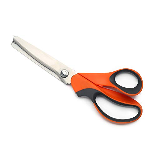Image of BlueSnail Stainless Steel Pinking Shears Comfort Grip Handled Professional Fabric Crafts Dressmaking Zig Zag Cut Scissors Sewing Scissors (Serrated, Orange)