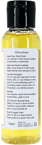 Image of Claya Rosemary Liquid Castile Soap - Organic Ingredients, Biodegradable, Gentle for Sensitive Skin and Versatile Use (Travel Size 2 fl oz)