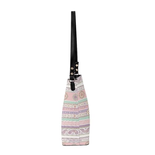 Image of HUGS IDEA Boho Bags for Women Leather Handbag Shoulder Bucket Crossbody Purse