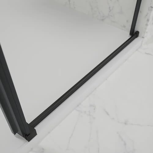 Box Doccia Porta Nicchia 130Cm Apertura Scorrevole Vetro Temperato Trasparente 8Mm Anticalcare Installazione Reversibile Profili In Alluminio Nero Opaco Altezza 195Cm Mod. Creta - 7