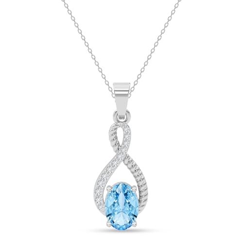Image of Clara 925 Sterling Silver Blue Pendant Necklace with Chain | Platinum Plated |Minimal Daily Wear | Gift for Women & Girls