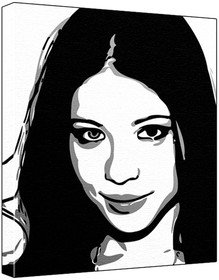 Michelle Trachtenberg (100% Original Painting. Not A Print ) Acrylic Paint On Deep Framed Canvas (60 x 50 x 1.8 cm) 3-Colour Black/Grey/White-image-7