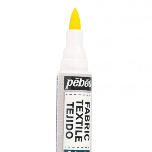 Pébéo 803402 7A - Pennarello In Tessuto, Punta A Pennello, 1 Mm, Colore: Giallo