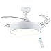 Ventilateur De Plafond Avec Télécommande Intérieur,Couper Le Moteur En Sourdine Avec Pale Rétractables Moderne 3 Variations De Couleur Ventilateur De Plafond Avec éclairage Chambre-Blanc 106x22cm(42x9