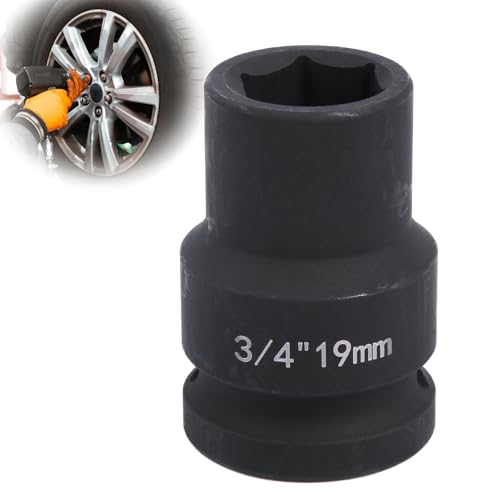 19 mm Hexagonal Socket Spanner 3/4 Inch Impact Wrench Nut Made of Chrome-Molybdenum Steel for Wheel Change and Workshop
