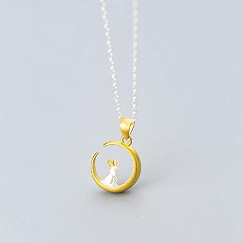 Collier lapin argent 925 lune pour illuminer vos tenues de bureau ou vos soirées romantiques