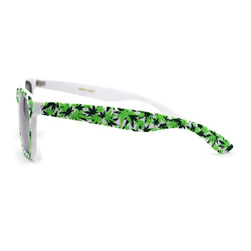 Marijuana Pot Leaf Print Hipster Horn Rim Plastic Retro Sunglasses3