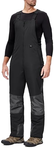 DAFENP Pantaloni Sci Uomo Inverno Salopette Neve Impermeabile Pantaloni Snowboard Isolata Antivento Caldo Pantaloni Softshell con Tracolla Regolabile e Tasche Multiple HXK9229M-Black-2XL