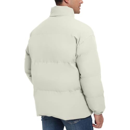 Image of Mens Padded Jacket,Stand Collar Windproof Down Jacket,Full Zipper Outerwear Puffer Coat