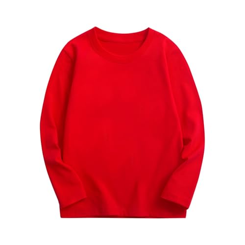 Teen Boys Girls Long Sleeve Slim Fit T-Shirt Cotton Crewneck Tee Lightweight Baselayer Top Plain Baby Girl Long Sleeve