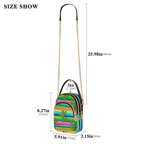 Single Shoulder Handbag Women Quilted Chain Strap Wallet Phone Purse Print Zipper Designer Bowler Tote Green Cacti Colorful Horizontal Stripes3