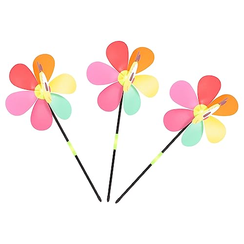 Toyvian 3 Stück Teiliges Windrad mit Drachfliegen Bunte Garten Deko mit Holzstab Kinderfreundliches Windrädchen für Terrasse und Außenbereich Leicht und Handlich