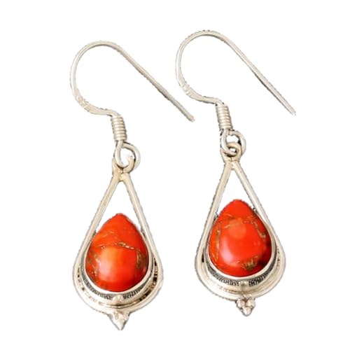 Boucles d'oreilles turquoise orange pendantes en argent pour sublimer vos tenues d'été