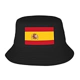 Sombrero de pescador con la bandera de España para exteriores, para pesca, senderismo, camping, color negro