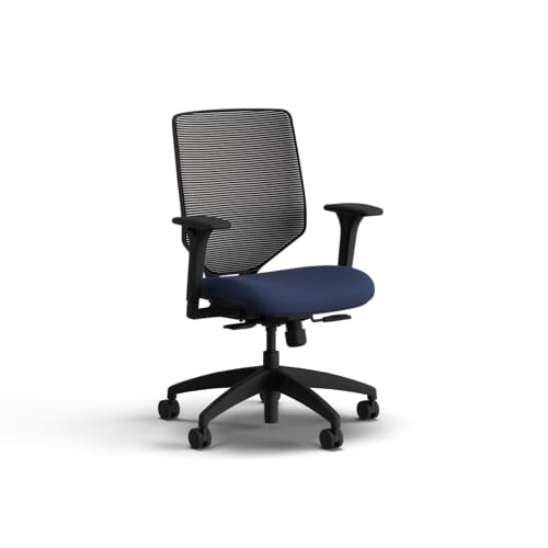 Image of HON Solve Office Chair, Ergonomic Office Chair Mesh Back Support, Adjustable Lumbar Support, Height Adjustable Arms, Black Frame, Indigo