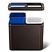 simplehuman 20 Liter / 5.3 Gallon Dual Compartment Recycling Can, Slim Open Top Office Trash Can, Commercial Grade Heavy Gauge Small Trash Can, Dark Bronze Stainless Steel
